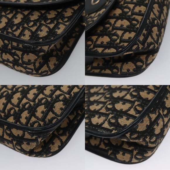 DIOR Trotter Canvas Hand Bag Navy Beige Gold - Picture 10 of 12